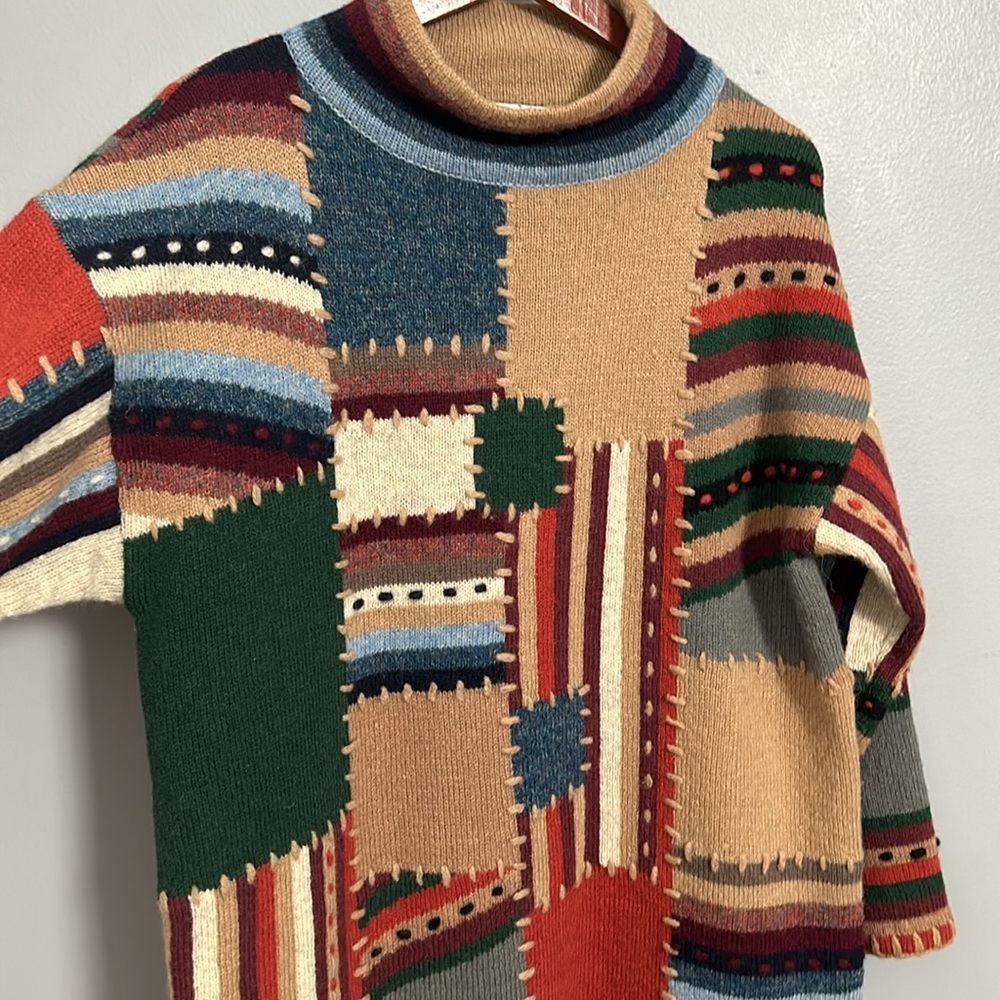 Vintage Women’s Mock Neck Long Patchwork Look She… - image 8